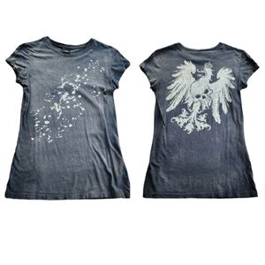 Y2K ​Daytrip Grunge Mineral Wash Graphic Gothic Skull Eagle Bleach Splatter Tee